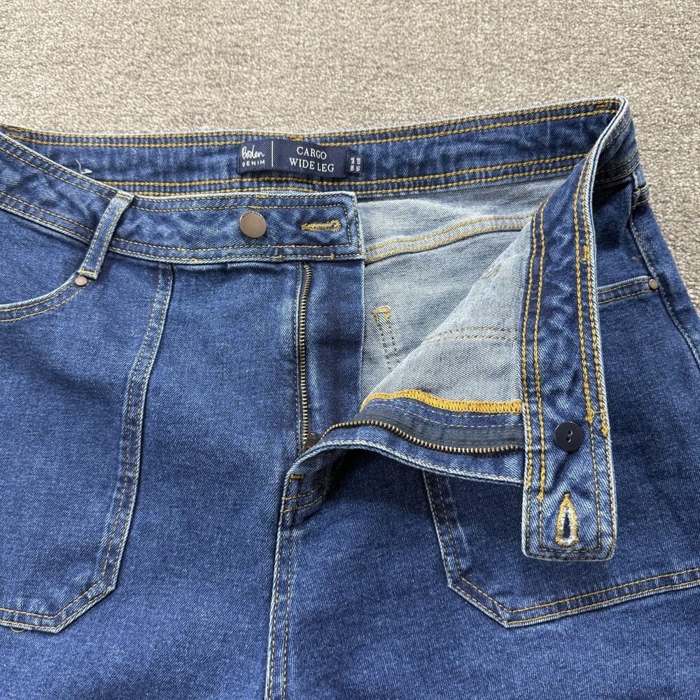 Boden Y2K Womens Cargo Wide Leg Jeans 12R Blue High Rise Deep Pocket Denim Pants - Picture 6 of 9